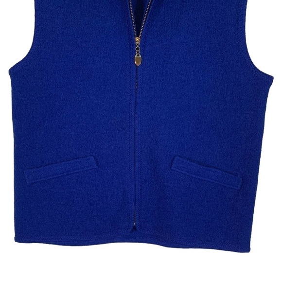 Vintage Lisa International Y2k Faux Fur Wool Vest Size Medium Blue - Picture 4 of 10